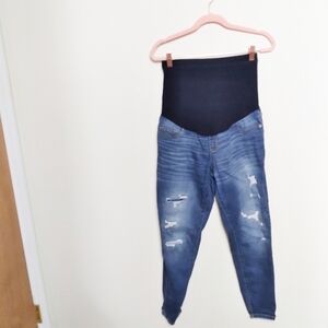 Liz Lange Maternity Lightly Distressed Medium Wash Ankle Skinny Maternity Jeans